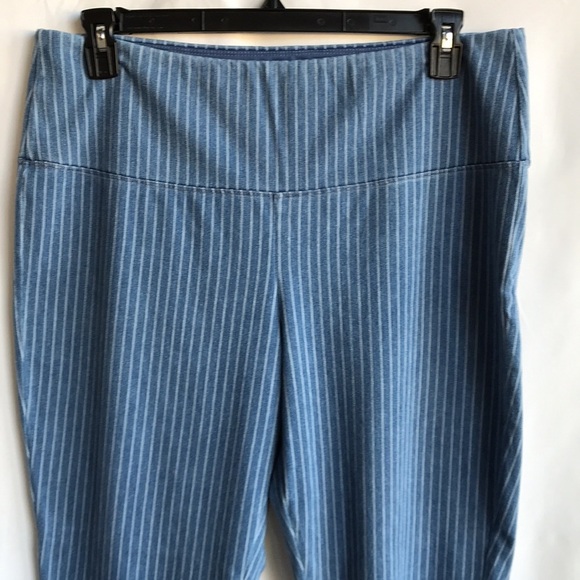 Natural Reflections blue & white vertical-striped pull-on pants, size XL - Picture 2 of 8